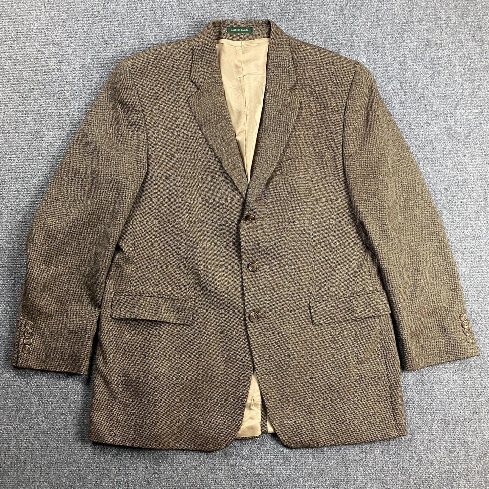 Lauren Ralph Lauren Blazer Men's 44L Brown 3 Buttons Jacket 100%‎ Wool Adults